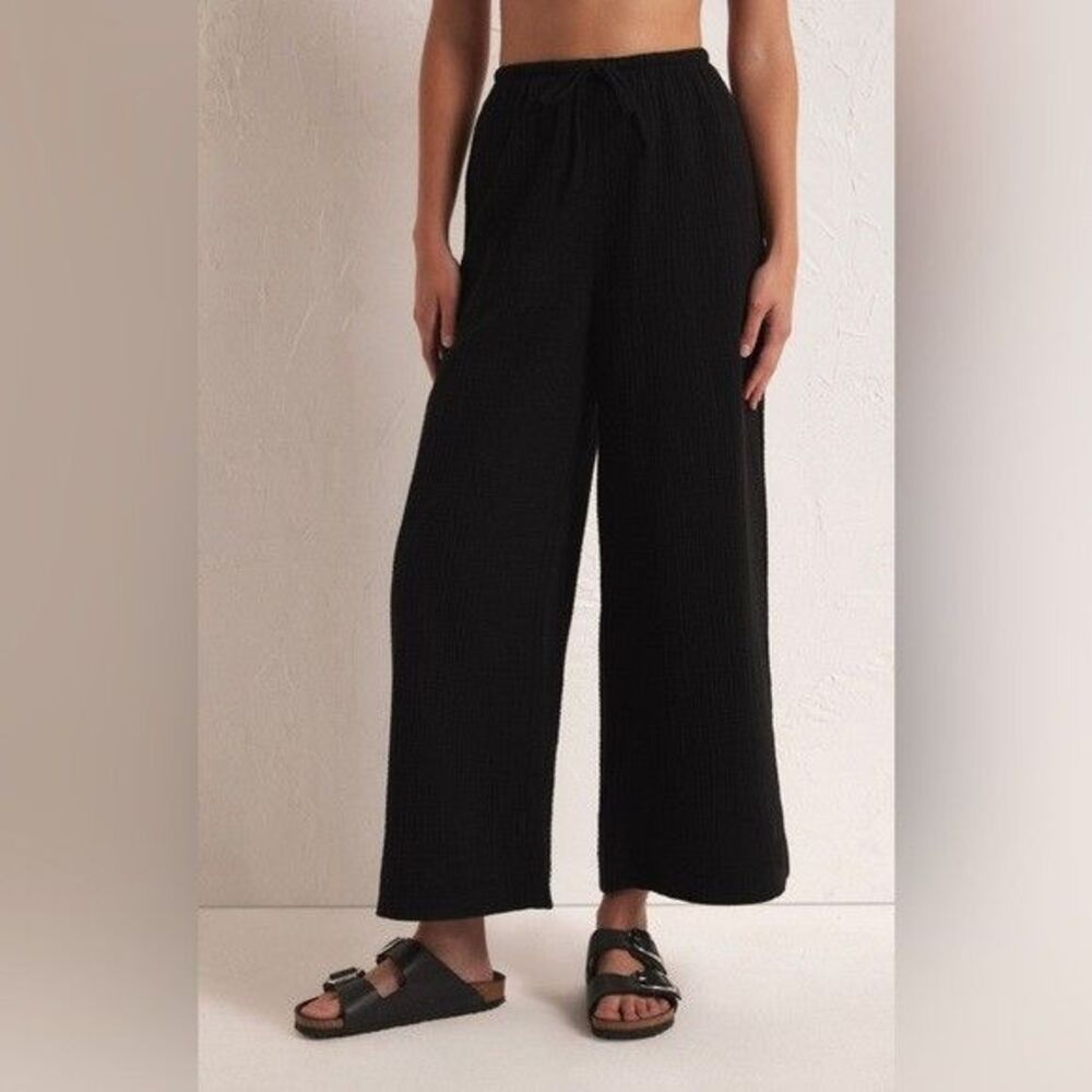 MATE The Label Organic Cotton Gauze Straight Leg Pant BLACK SZ XS NWOT